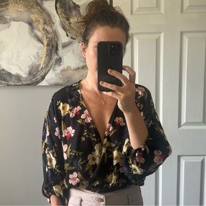 Black with Flower Crop Top